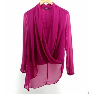 GUESS BY MARCIANO SHEER FUSCIA BLOUSE